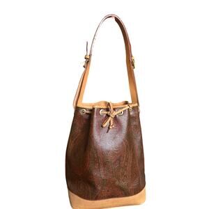 ETRO Milano Paisley Jacquard Coated Canvas Shoulder Bucket Bag LEATHER